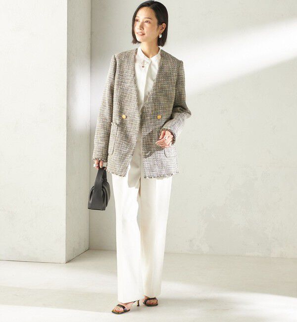 SHIPS for women「〈UVカット / 吸水速乾 / 手洗い可能〉綿麻混 オックス 2タック ストレート パンツ」|その他|