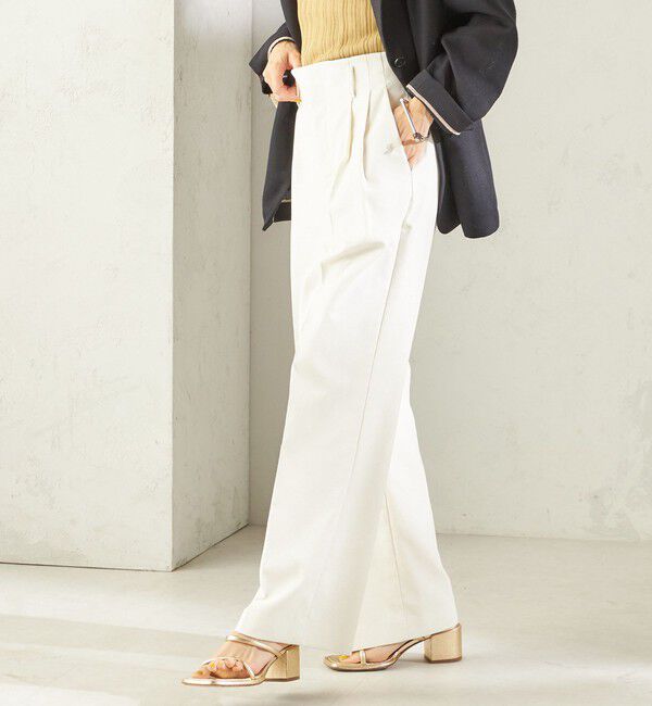 SHIPS for women「〈UVカット / 吸水速乾 / 手洗い可能〉綿麻混 オックス 2タック ストレート パンツ」|その他|