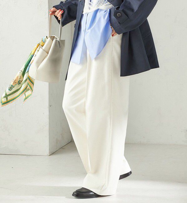 SHIPS for women「〈UVカット / 吸水速乾 / 手洗い可能〉綿麻混 オックス 2タック ストレート パンツ」|その他|