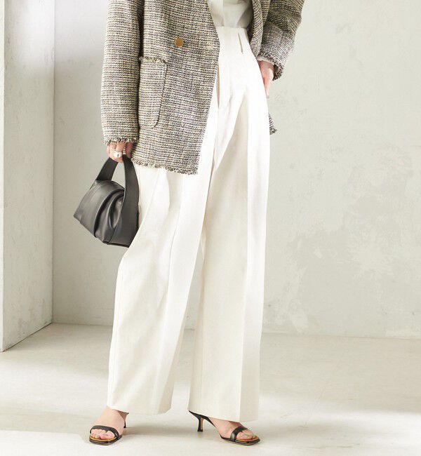 SHIPS for women「〈UVカット / 吸水速乾 / 手洗い可能〉綿麻混 オックス 2タック ストレート パンツ」|その他|