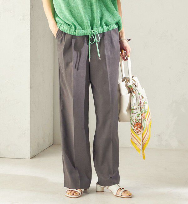 SHIPS for women「〈UVカット / 吸水速乾 / 手洗い可能〉綿麻混 オックス 2タック ストレート パンツ」|その他|