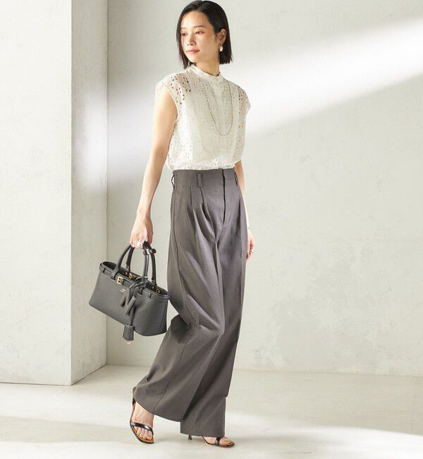 SHIPS for women「〈UVカット / 吸水速乾 / 手洗い可能〉綿麻混 オックス 2タック ストレート パンツ」|その他|