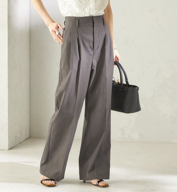 SHIPS for women「〈UVカット / 吸水速乾 / 手洗い可能〉綿麻混 オックス 2タック ストレート パンツ」|その他|