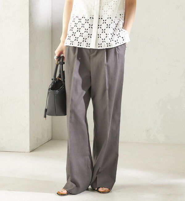 SHIPS for women「〈UVカット / 吸水速乾 / 手洗い可能〉綿麻混 オックス 2タック ストレート パンツ」|その他|