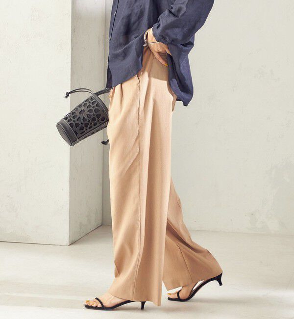 SHIPS for women「〈UVカット / 吸水速乾 / 手洗い可能〉綿麻混 オックス 2タック ストレート パンツ」|その他|