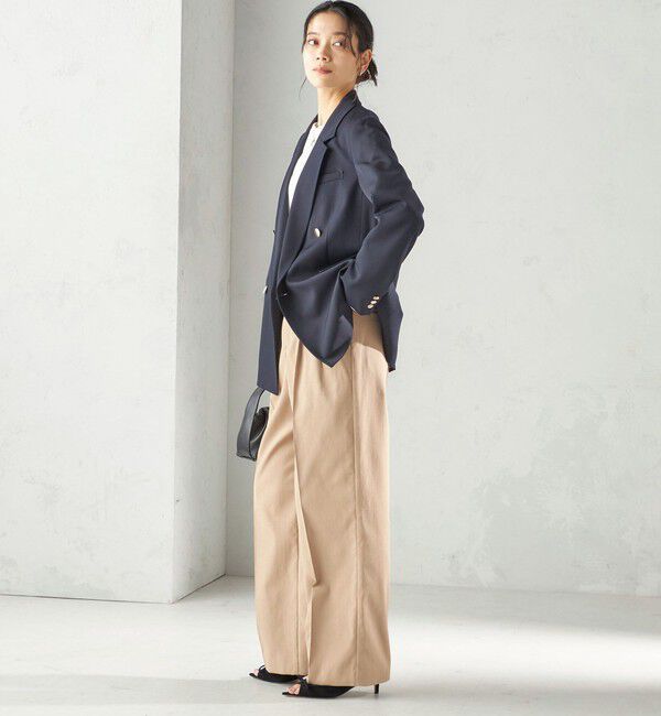 SHIPS for women「〈UVカット / 吸水速乾 / 手洗い可能〉綿麻混 オックス 2タック ストレート パンツ」|その他|