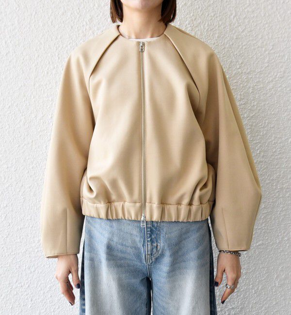 SHIPS any「SHIPS any:〈洗濯機可能〉ジャージー ギャザー コンパクト ブルゾン」|ブルゾン・スタジャン|