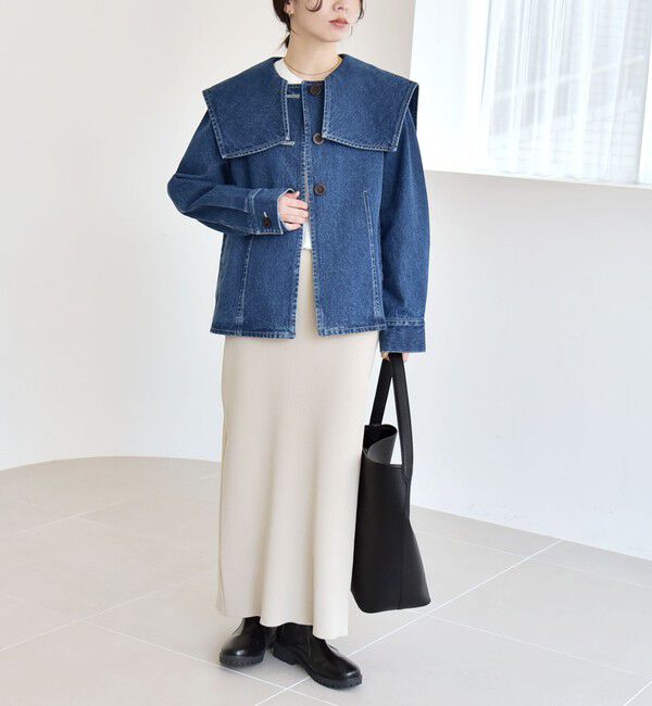 quaranciel「quaranciel:〈洗濯機可能〉セーラーカラー デニム ブルゾン」|デニムジャケット|