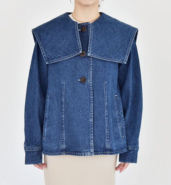 quaranciel「quaranciel:〈洗濯機可能〉セーラーカラー デニム ブルゾン」|デニムジャケット|