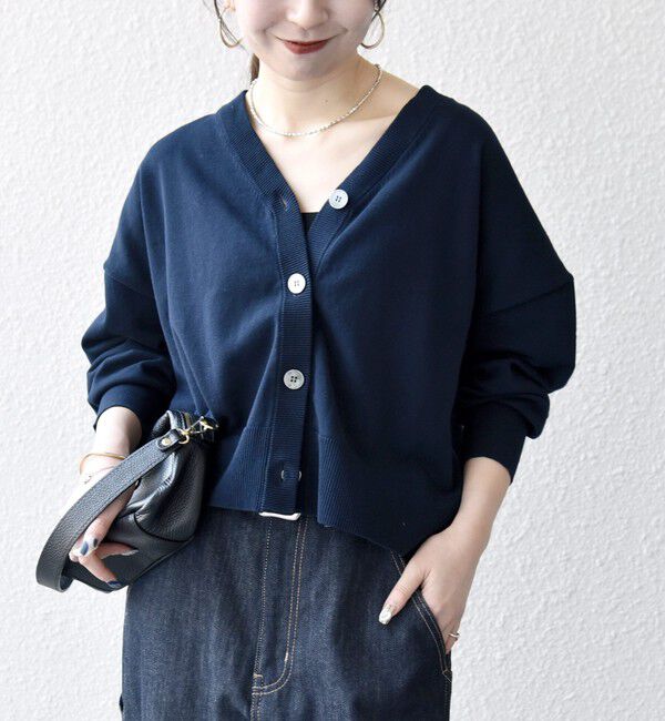 SHIPS any「SHIPS any:〈手洗い可能〉コットン ミックス Vネック コンパクト カーディガン」|カーディガン|