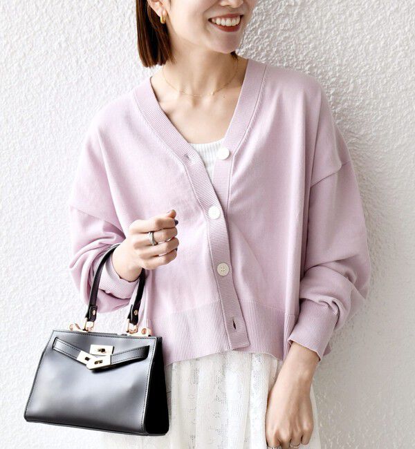 SHIPS any「SHIPS any:〈手洗い可能〉コットン ミックス Vネック コンパクト カーディガン」|カーディガン|ラベンダー