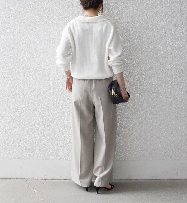 SHIPS any「SHIPS any:〈手洗い可能〉コットン ミックス スキッパー ポロ ニット プルオーバー」|ニット・セーター|