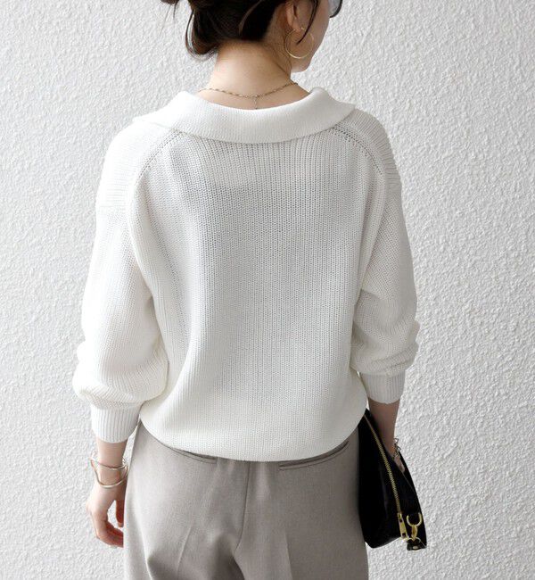 SHIPS any「SHIPS any:〈手洗い可能〉コットン ミックス スキッパー ポロ ニット プルオーバー」|ニット・セーター|