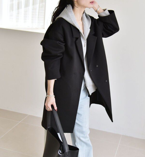 quaranciel「quaranciel:〈手洗い可能〉ジャージー テーラード ジャケット コート」|チェスターコート|