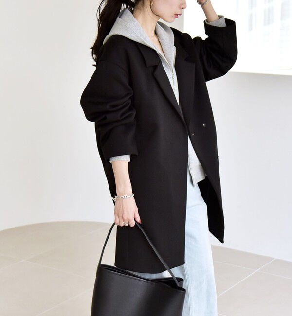 quaranciel「quaranciel:〈手洗い可能〉ジャージー テーラード ジャケット コート」|チェスターコート|