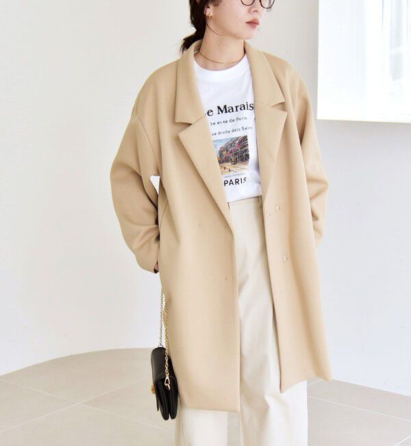 quaranciel「quaranciel:〈手洗い可能〉ジャージー テーラード ジャケット コート」|チェスターコート|