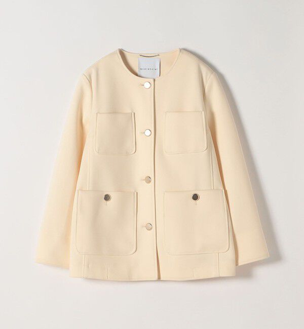 quaranciel「quaranciel:〈手洗い可能〉ジャージー ゴールドボタン クルーネック ジャケット」|ノーカラージャケット|