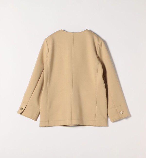 quaranciel「quaranciel:〈手洗い可能〉ジャージー ゴールドボタン クルーネック ジャケット」|ノーカラージャケット|