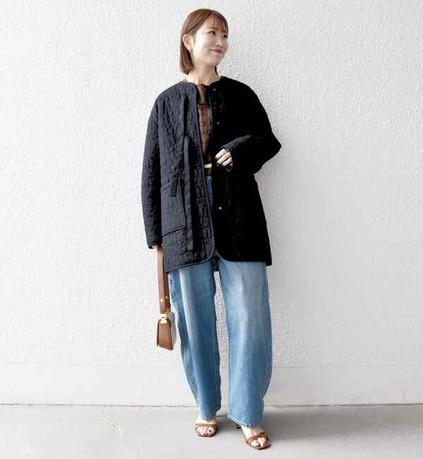 SHIPS any「SHIPS any: キルティング ステッチ ノーカラー ミディ コート」|ノーカラーコート|