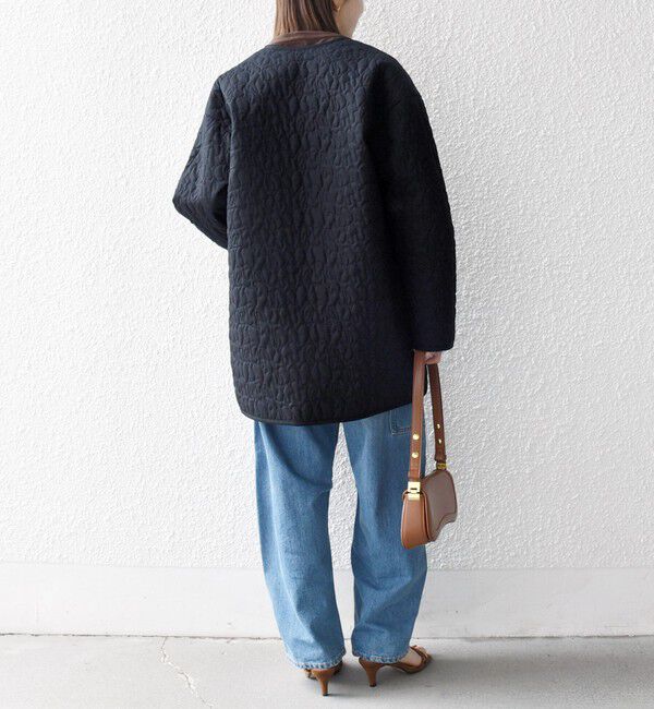 SHIPS any「SHIPS any: キルティング ステッチ ノーカラー ミディ コート」|ノーカラーコート|