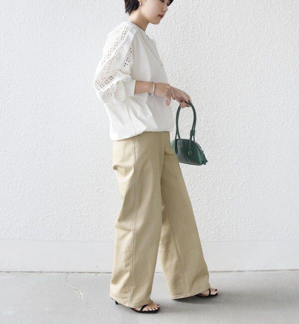 SHIPS for women「《一部追加予約》【WEB限定】〈手洗い可能〉レース コンビ カットソー」|Tシャツ・カットソー|