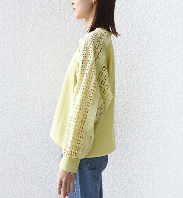 SHIPS for women「《一部追加予約》【WEB限定】〈手洗い可能〉レース コンビ カットソー」|Tシャツ・カットソー|