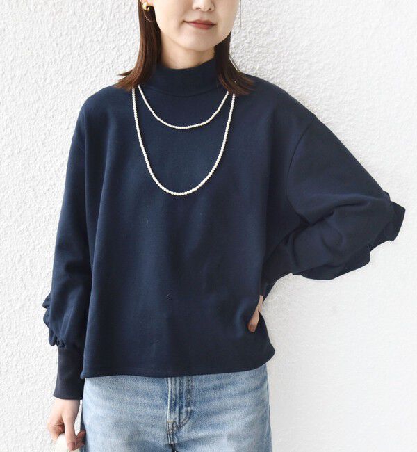 SHIPS for women「【WEB限定】〈手洗い可能〉モックネック 袖 フリル デザイン ミニ 裏毛 プルオーバー」|Tシャツ・カットソー|