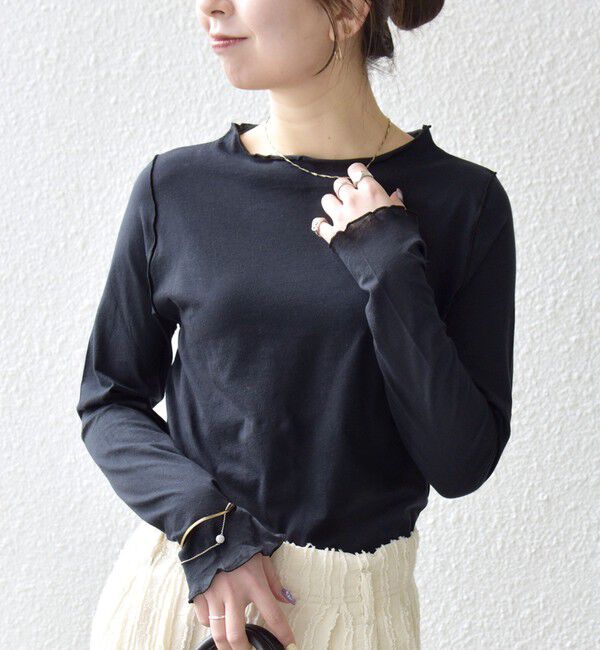 SHIPS any「SHIPS any:〈手洗い可能〉シアー コットン ボトルネック メロウ プルオーバー」|Tシャツ・カットソー|