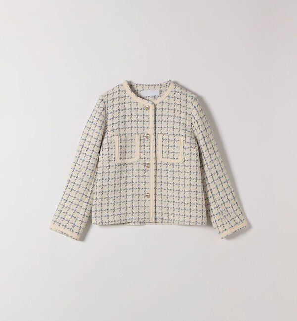 SHIPS any「SHIPS any: ツイード  パイピング ノーカラー ジャケット」|ノーカラージャケット|