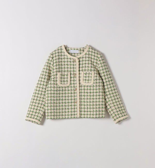 SHIPS any「SHIPS any: ツイード  パイピング ノーカラー ジャケット」|ノーカラージャケット|