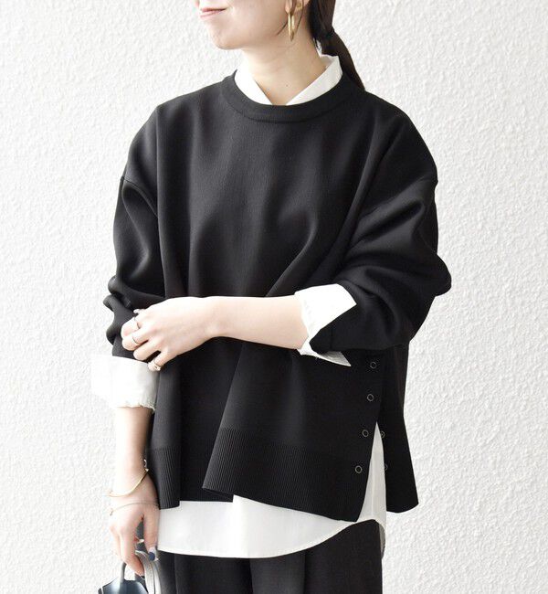 SHIPS any「SHIPS any:〈手洗い可能〉サイドスリット クルーネック ルーズ プルオーバー」|ニット・セーター|