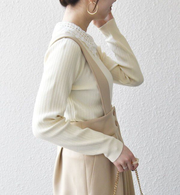 SHIPS any「SHIPS any:〈手洗い可能〉2WAY レース カラー リブ ニット プルオーバー」|ニット・セーター|