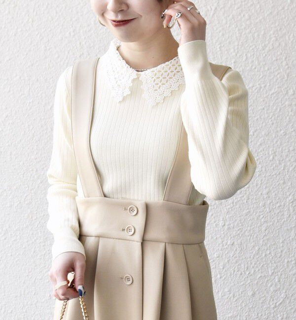 SHIPS any「SHIPS any:〈手洗い可能〉2WAY レース カラー リブ ニット プルオーバー」|ニット・セーター|