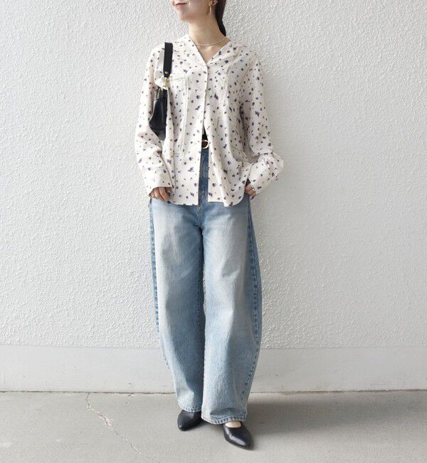 SHIPS any「SHIPS any:〈洗濯機可能〉フラワー プリント レース オープンカラー シャツ」|シャツ・ブラウス|