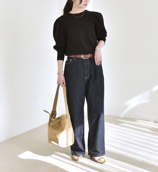 quaranciel「《一部追加予約》quaranciel:〈洗濯機可能〉ハイライズ ルーズ ワイド デニム パンツ」|デニム|