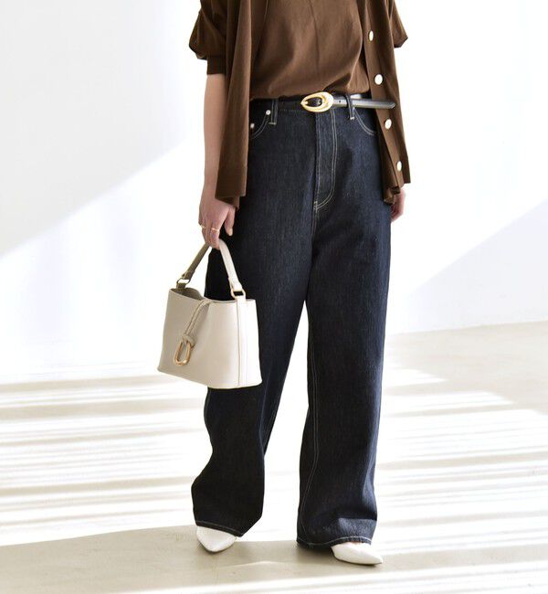 quaranciel「《一部追加予約》quaranciel:〈洗濯機可能〉ハイライズ ルーズ ワイド デニム パンツ」|デニム|