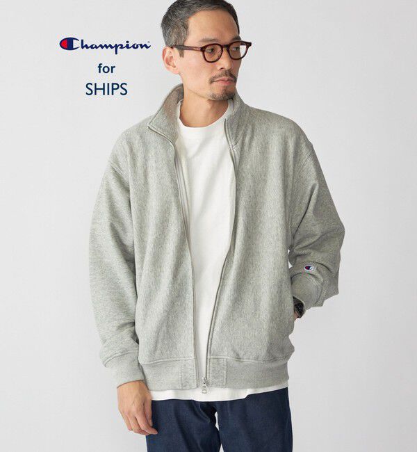 SHIPS「【SHIPS別注】Champion: リバースウィーブ スウェット スタンド ジップ カーディガン」|スウェット・ジャージ|グレー
