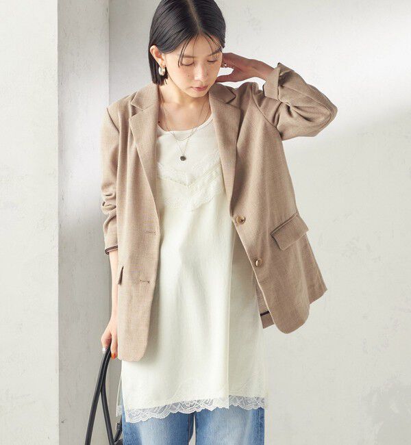 SHIPS for women「〈吸水速乾・手洗い可能〉麻調 ドンゴロス 2釦 ジャケット」|テーラードジャケット|ベージュ系
