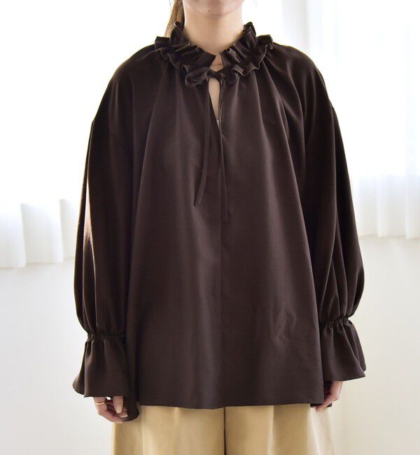 quaranciel「quaranciel:〈洗濯機可能〉フリルカラー リボン ギャザースリーブ ブラウス」|シャツ・ブラウス|