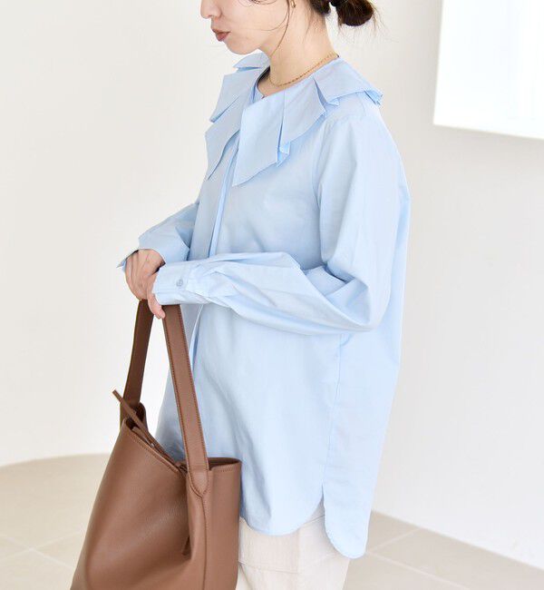 quaranciel「quaranciel:〈洗濯機可能〉タックカラー 2way キーネック シャツ ブラウス」|シャツ・ブラウス|