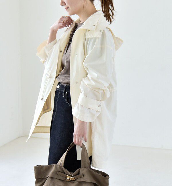 quaranciel「quaranciel:〈撥水加工/洗濯機可能〉ナイロン ドロスト フード ミディ ブルゾン」|その他|