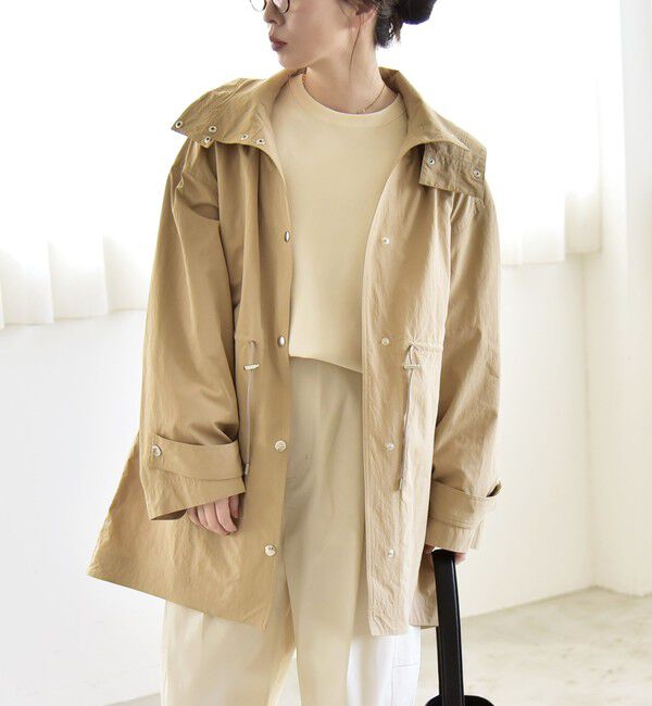 quaranciel「quaranciel:〈撥水加工/洗濯機可能〉ナイロン ドロスト フード ミディ ブルゾン」|その他|