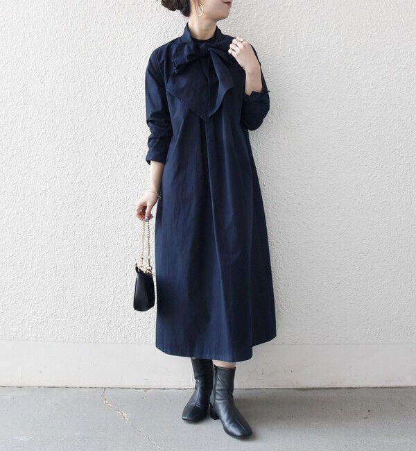 SHIPS any「SHIPS any:〈洗濯機可能〉タイプライター ボウタイ リボン シャツ ワンピース」|ワンピース|