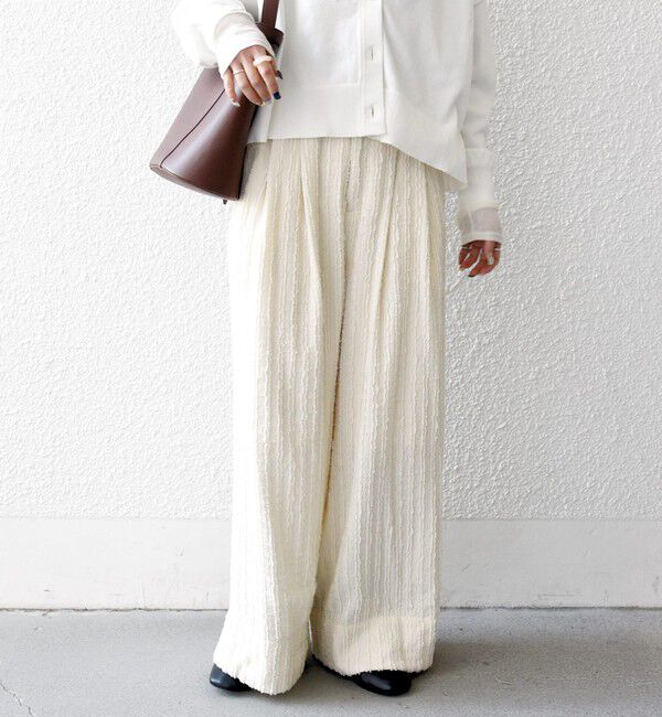 SHIPS any「SHIPS any:〈洗濯機可能〉ウェーブ ジャカード タック ワイド パンツ」|その他|ナチュラル