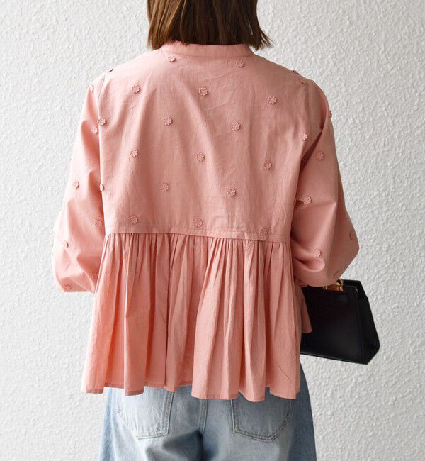 SHIPS any「【WEB限定】SHIPS any:〈洗濯機可能〉フラワー モチーフ ペプラム ギャザー シャツ ブラウス」|シャツ・ブラウス|