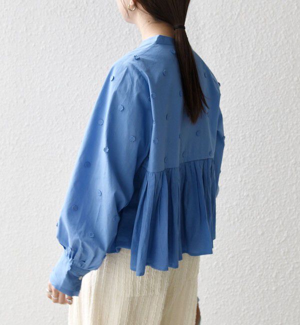 SHIPS any「【WEB限定】SHIPS any:〈洗濯機可能〉フラワー モチーフ ペプラム ギャザー シャツ ブラウス」|シャツ・ブラウス|