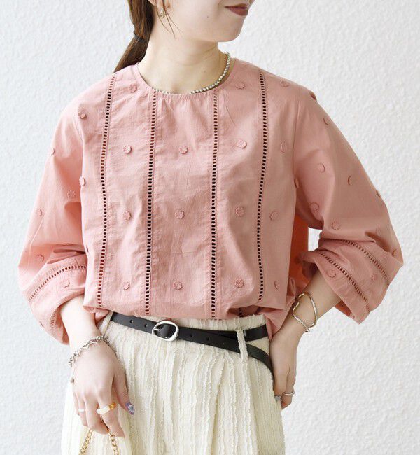 SHIPS any「SHIPS any:〈洗濯機可能〉フラワー モチーフ ハシゴレース クルーネック ブラウス」|シャツ・ブラウス|