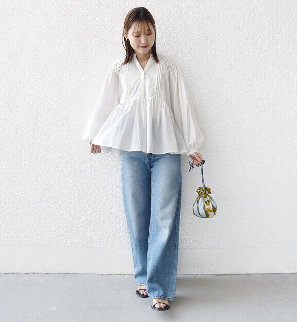 SHIPS for women「【WEB限定】〈手洗い可能〉ショルダー 刺繍 タック ブラウス」|シャツ・ブラウス|