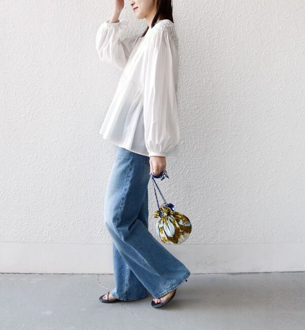 SHIPS for women「【WEB限定】〈手洗い可能〉ショルダー 刺繍 タック ブラウス」|シャツ・ブラウス|