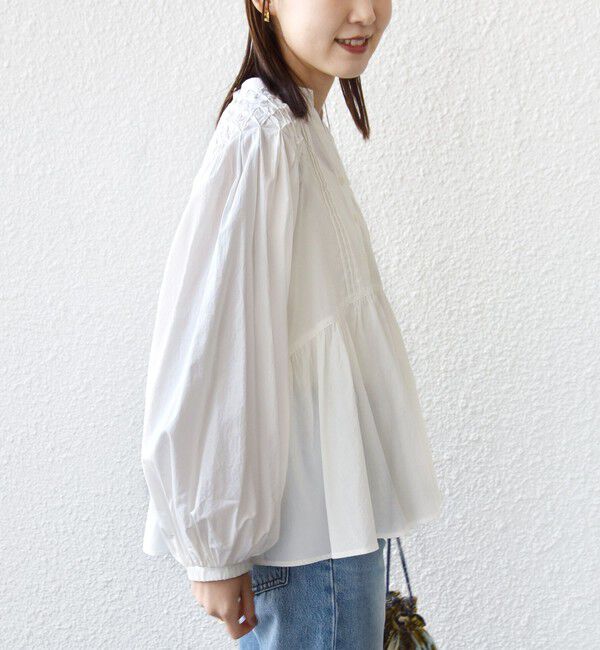 SHIPS for women「【WEB限定】〈手洗い可能〉ショルダー 刺繍 タック ブラウス」|シャツ・ブラウス|